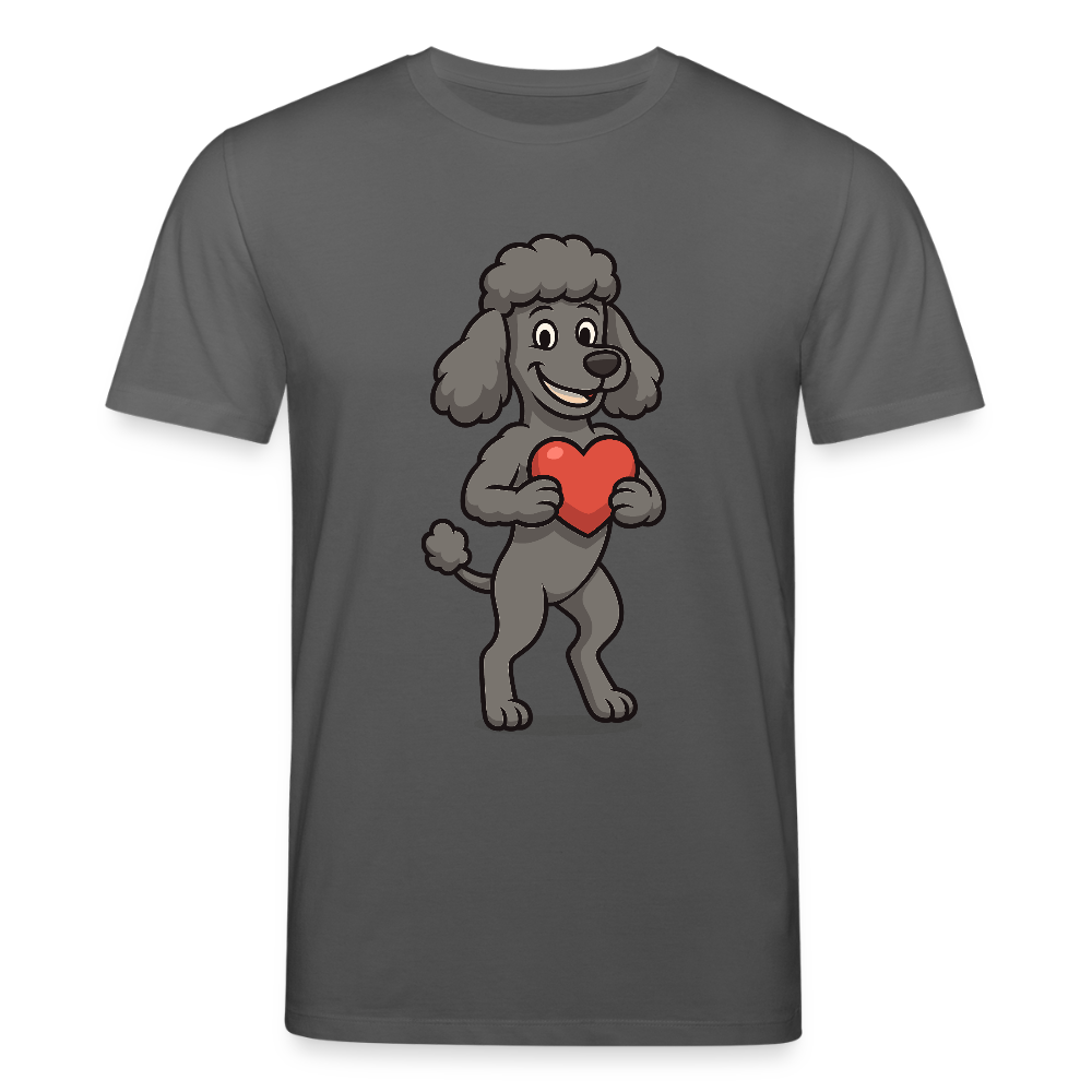Pudel T- Shirt mit Herz Cartoon – Liebevolles Hunde Motiv für Valentinstag, Geschenke und Hundeliebhaber - Anthrazit