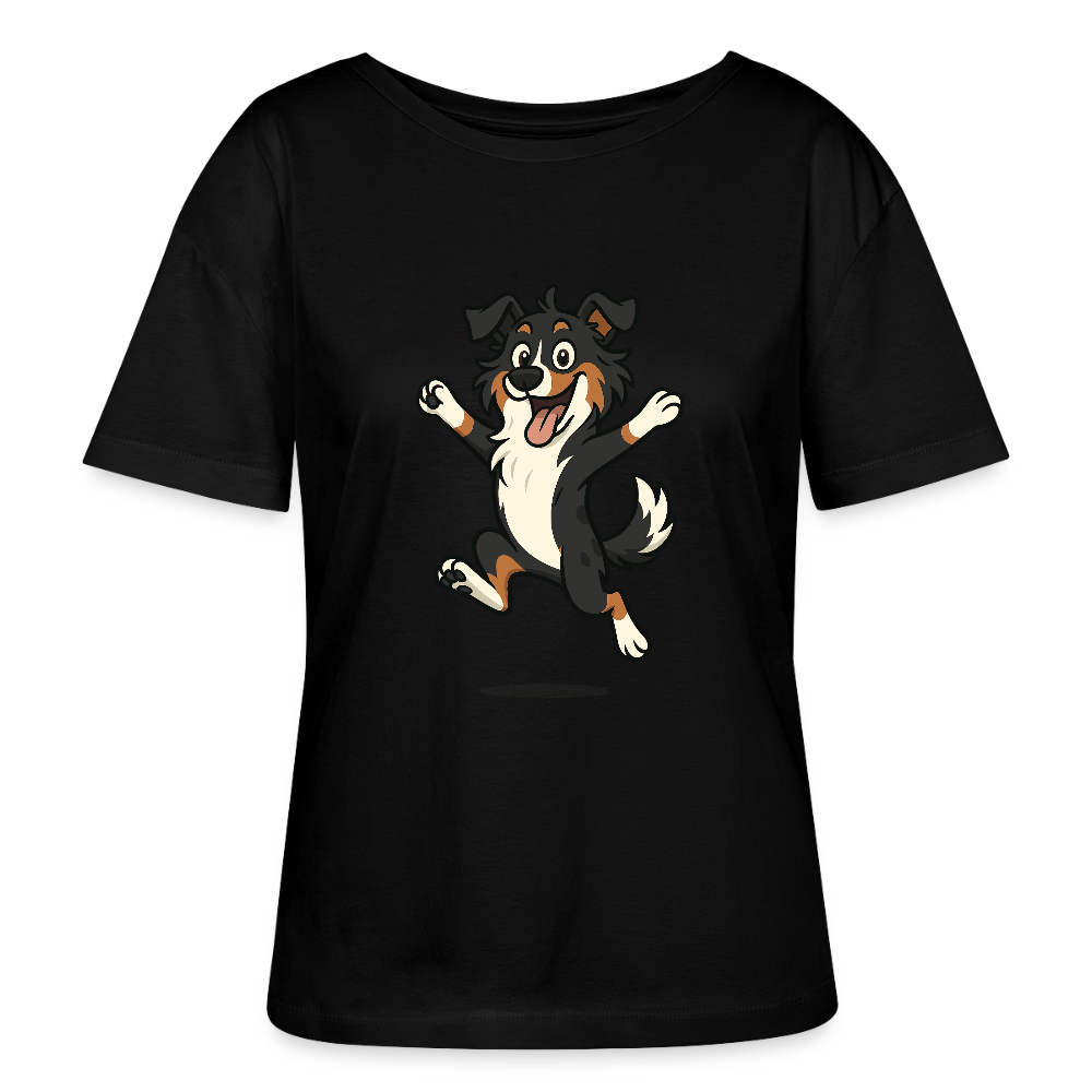 Australian Shepherd Shirt Cartoon hüpfend – Fröhliches Hunde Motiv voller Freude und Energie für Hundeliebhaber und Geschenkideen - Schwarz