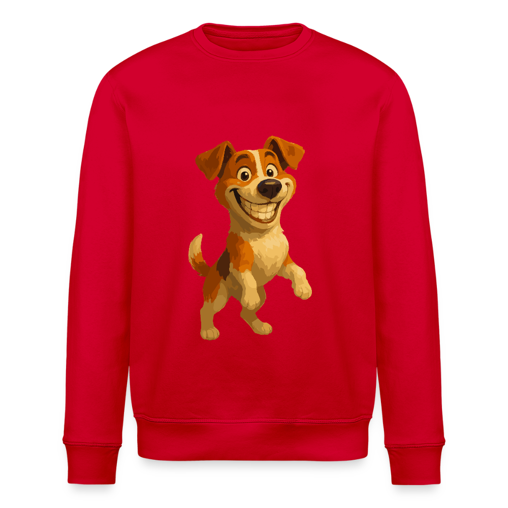 Jack Russell Terrier Sweatshirt breit grinsend – süßer Cartoon Hund, lustiges Motiv für Hundeliebhaber & Geschenkidee für Tierfreunde - Rot