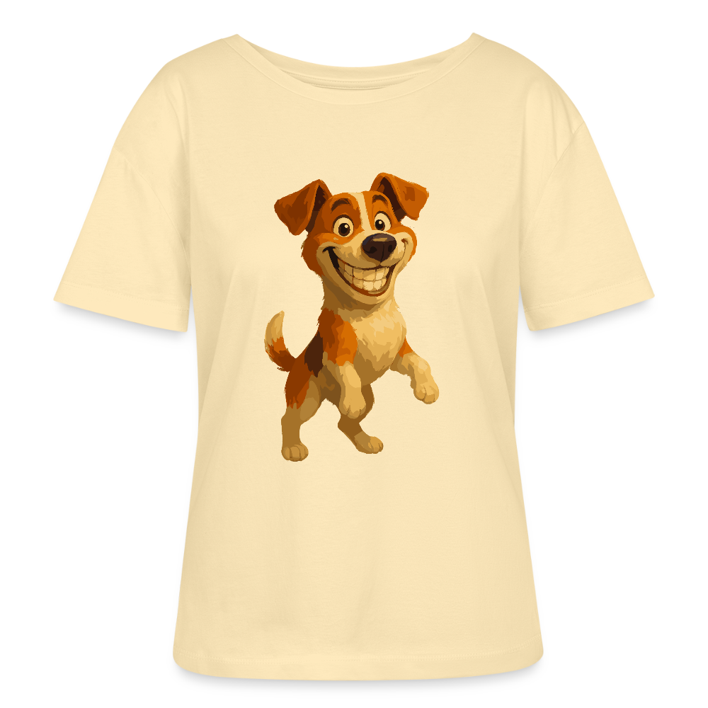 Jack Russell Terrier Shirt breit grinsend – süßer Cartoon Hund, lustiges Motiv für Hundeliebhaber & Geschenkidee für Tierfreunde - Creme