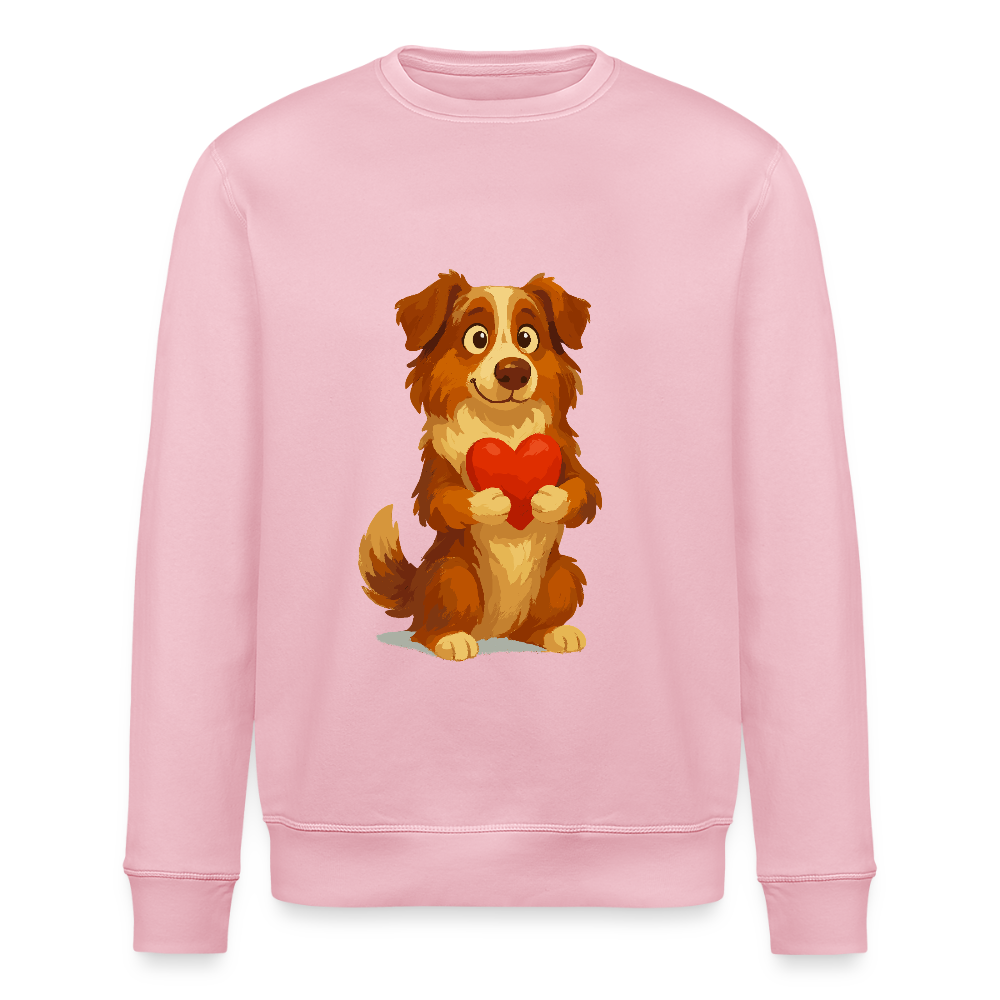 Australian Shepherd Sweatshirt Süßer Cartoon mit Herz – Liebevolles Hunde Motiv für Valentinstag, Freundschaft und Geschenkideen - Hellrosa