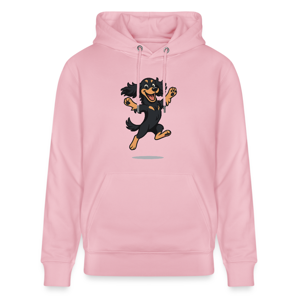Cocker Spaniel Hoodie - fröhlicher hüpfender Cartoon  – lustiges Hundemotiv voller Freude, Geschenkidee für Hundeliebhaber und Tierfreunde - Hellrosa