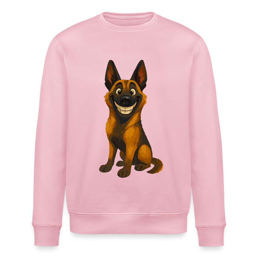 Malinois Sweatshirt Grinsender Cartoon – lustiger Belgischer Schäferhund im gemalten Stil als humorvolles Hunde Motiv für Hundeliebhaber - Hellrosa