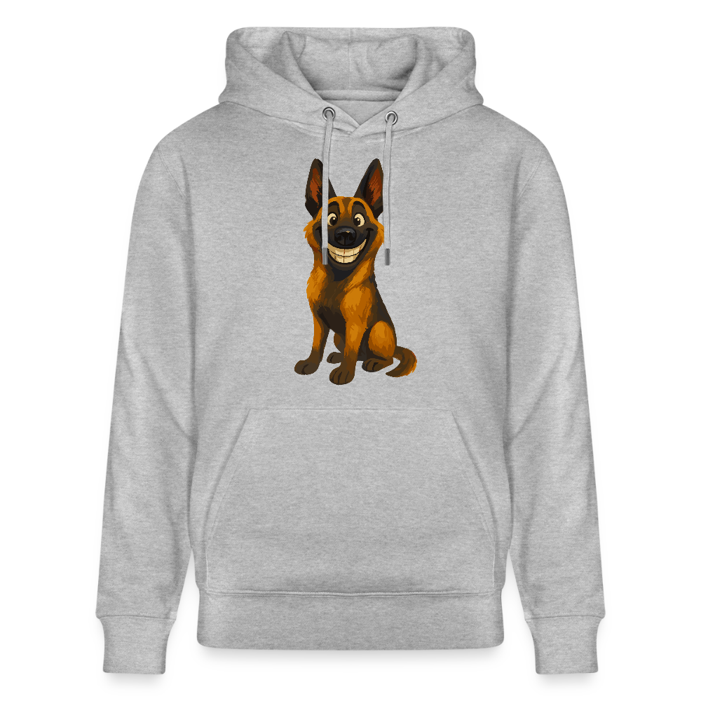 Malinois Hoodie Grinsender Cartoon – lustiger Belgischer Schäferhund im gemalten Stil als humorvolles Hunde Motiv für Hundeliebhaber - Grau meliert