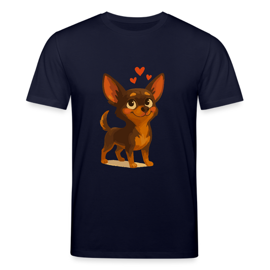 Verliebter Chihuahua T-Shirt Cartoon Hund mit Herzen – süßes romantisches Tiermotiv, Geschenkidee für Valentinstag und Hundefans - Navy