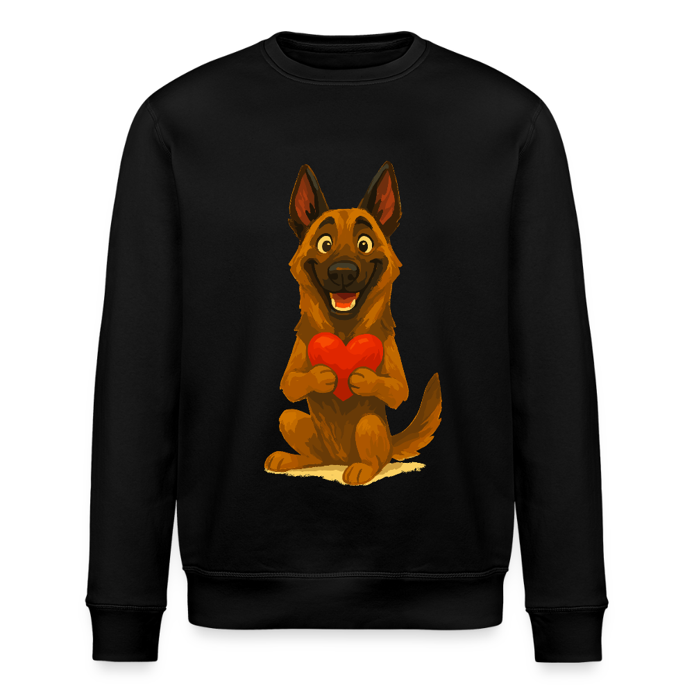 Malinois Sweatshirt mit Herz Cartoon – liebevoller Belgischer Schäferhund als Hunde Motiv für Hundeliebhaber und Geschenkideen - Schwarz