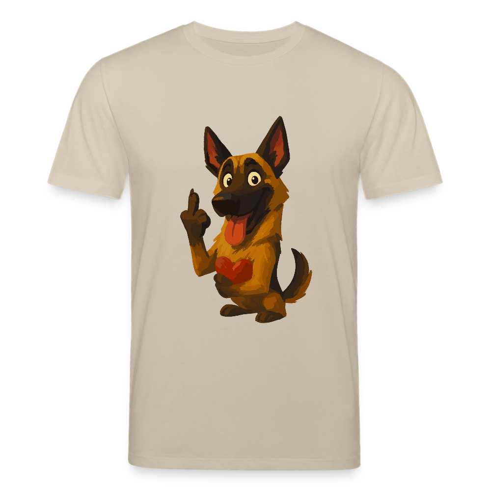 Frecher Malinois T-Shirt mit Herz – witziges und provokantes Hunde Cartoon Motiv für Hundeliebhaber mit Sinn für Humor - Beige
