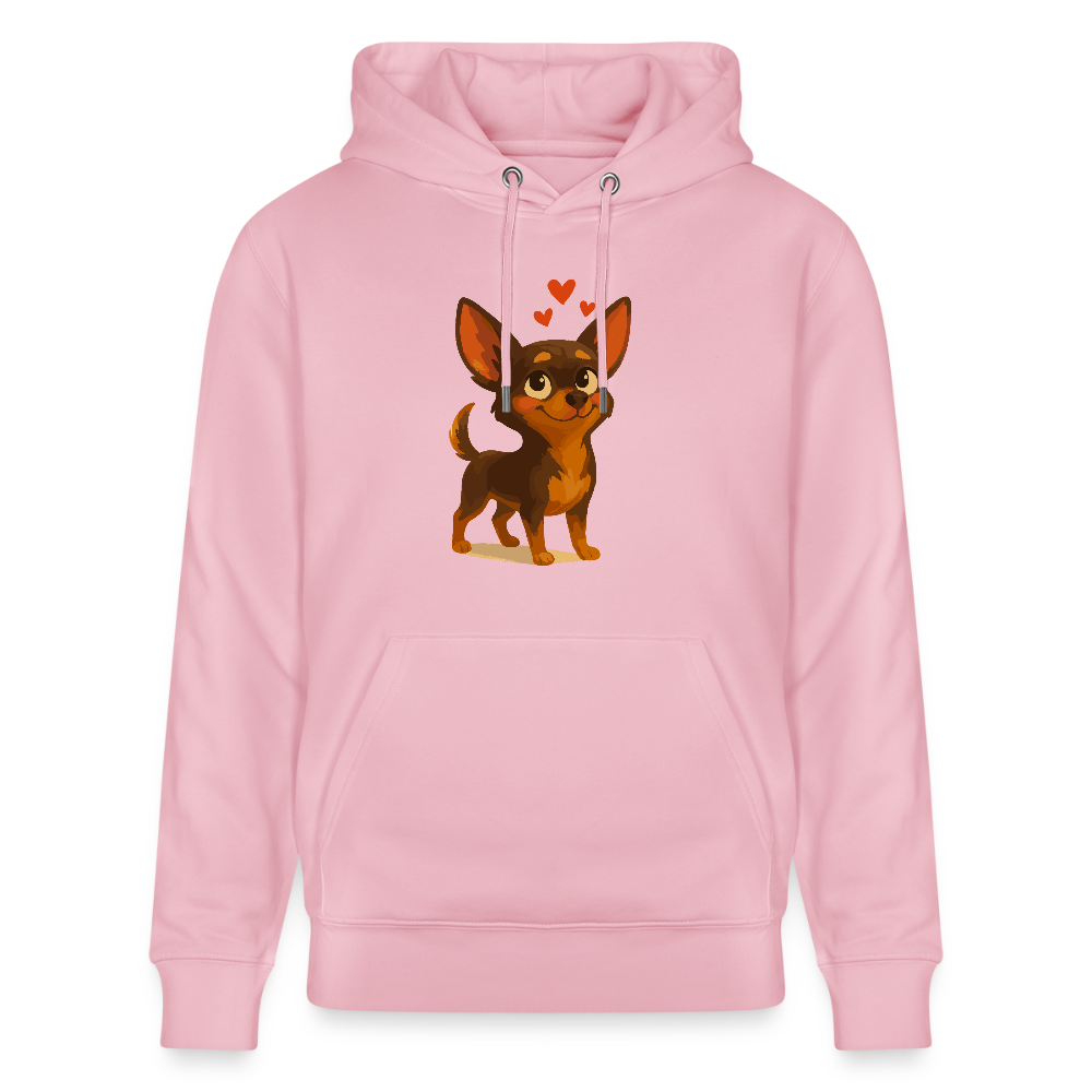 Verliebter Chihuahua Hoodie Cartoon Hund mit Herzen – süßes romantisches Tiermotiv, Geschenkidee für Valentinstag und Hundefans - Hellrosa
