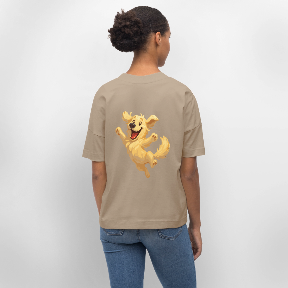 Golden Retriever Oversized Springender Cartoon – fröhliches Hundemotiv, perfektes Geschenk für Hundeliebhaber und Tierfreunde - Steingrau