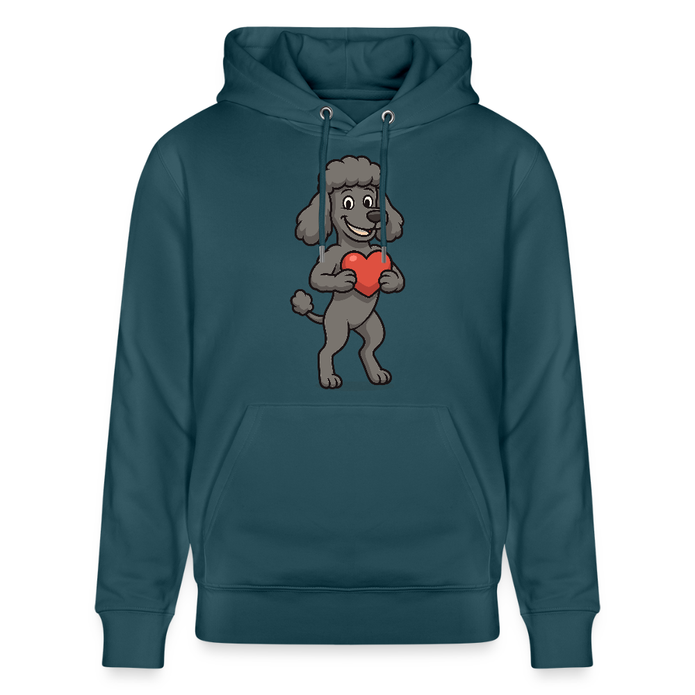 Pudel Hoodie mit Herz Cartoon – Liebevolles Hunde Motiv für Valentinstag, Geschenke und Hundeliebhaber - Dunkles Petrol