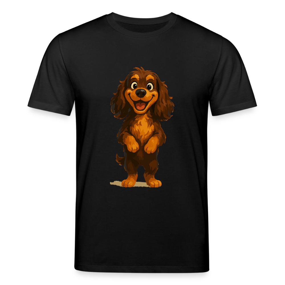 Cocker Spaniel T-Shirt breit grinsend – Lustiger Cartoon Hund, fröhliches Motiv für Hundeliebhaber und Tierfreunde - Schwarz