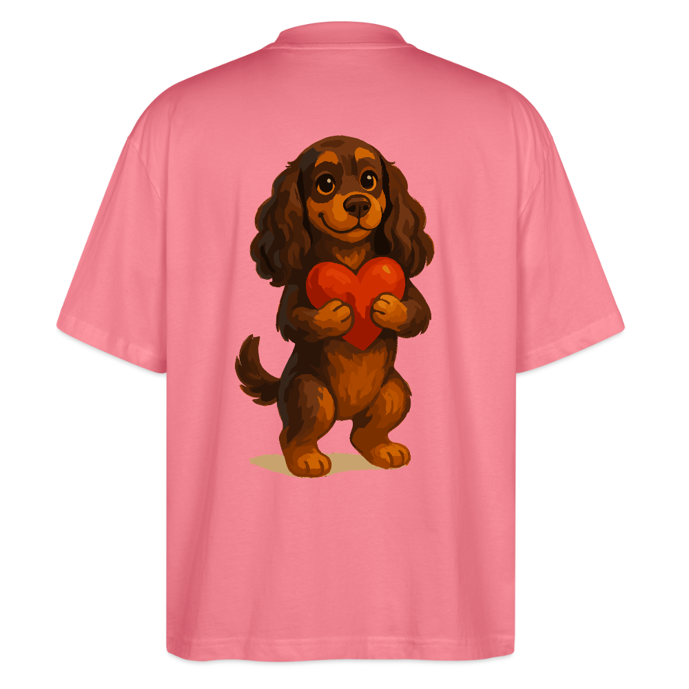 Cocker Spaniel Oversized mit Herz – Süßer Cartoon Hund, perfektes Motiv für Valentinstag und Hundeliebhaber - Pink