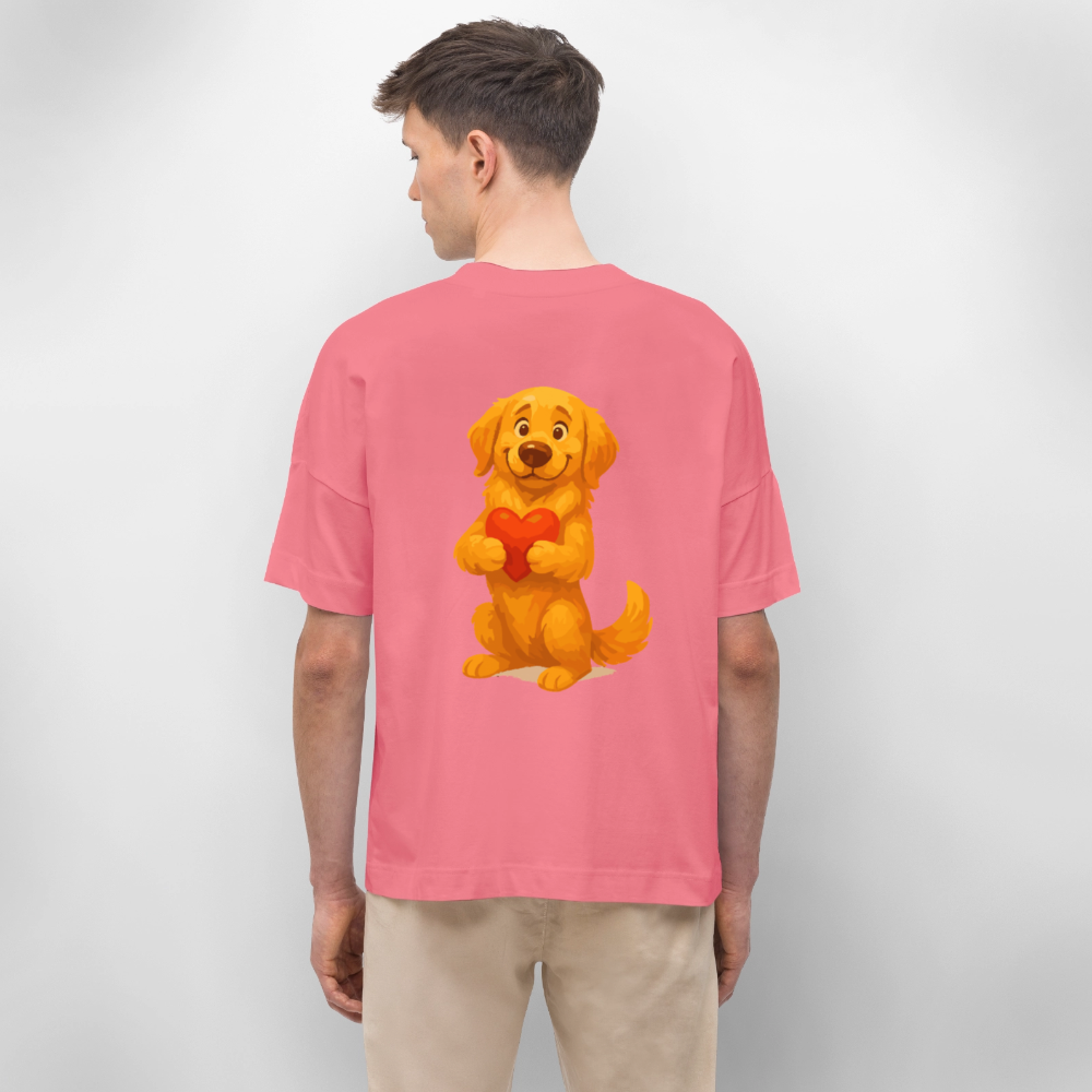 Golden Retriever Oversized mit Herz – süßer Cartoon Hund, liebevolles Motiv für Hundeliebhaber, Valentinstag oder besondere Geschenkideen - Pink