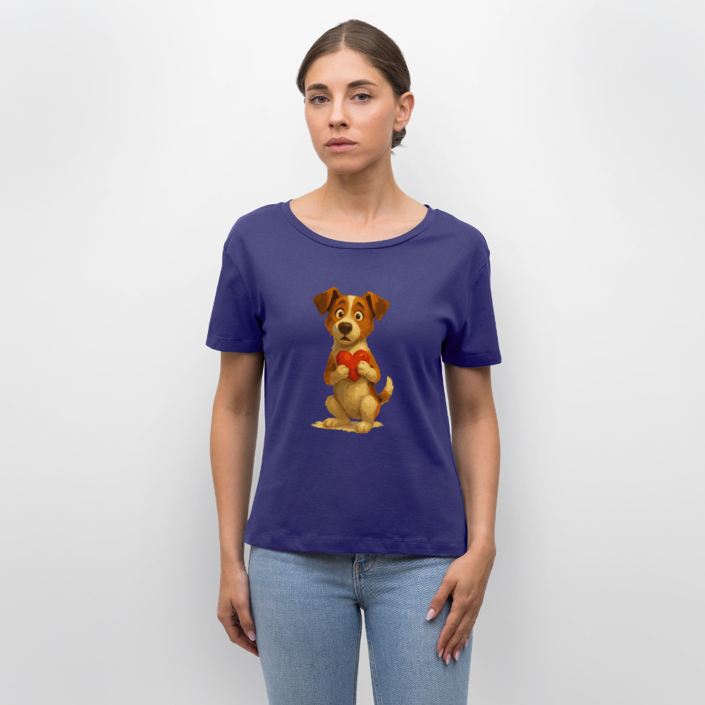 Jack Russell Terrier Shirt mit Herz – süßes Cartoon Motiv, liebevoller Hund, Geschenkidee für Valentinstag und Hundeliebhaber - Dämmerung