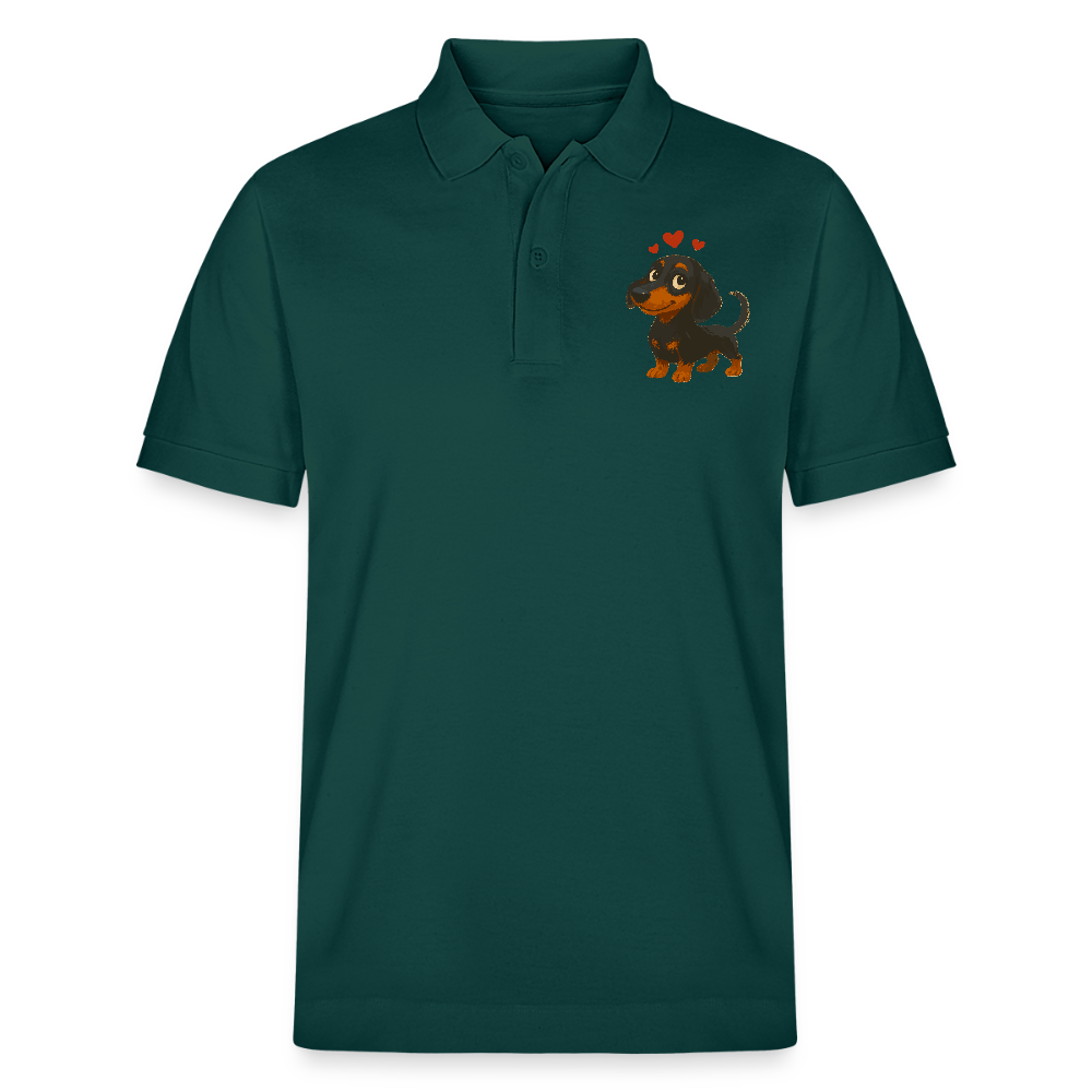 Dackel Poloshirt – Verliebter Cartoon Dachshund | Süßer Hund Pullover Geschenk mit Herzen für Valentinstag & Hundefans - Glasiertes Grün