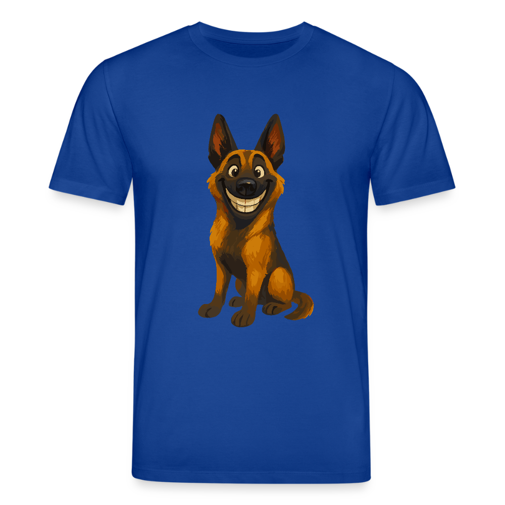 Malinois T-Shirt Grinsender Cartoon – lustiger Belgischer Schäferhund im gemalten Stil als humorvolles Hunde Motiv für Hundeliebhaber - Dunkelblau