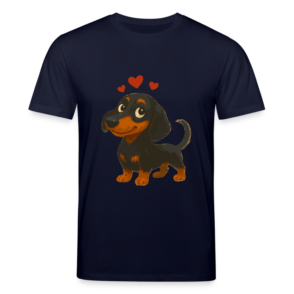 Dackel T-Shirt – Verliebter Cartoon Dachshund | Süßer Hund Pullover Geschenk mit Herzen für Valentinstag & Hundefans - Navy