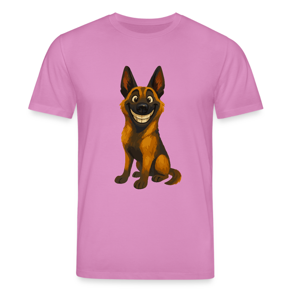 Malinois T-Shirt Grinsender Cartoon – lustiger Belgischer Schäferhund im gemalten Stil als humorvolles Hunde Motiv für Hundeliebhaber - Pink