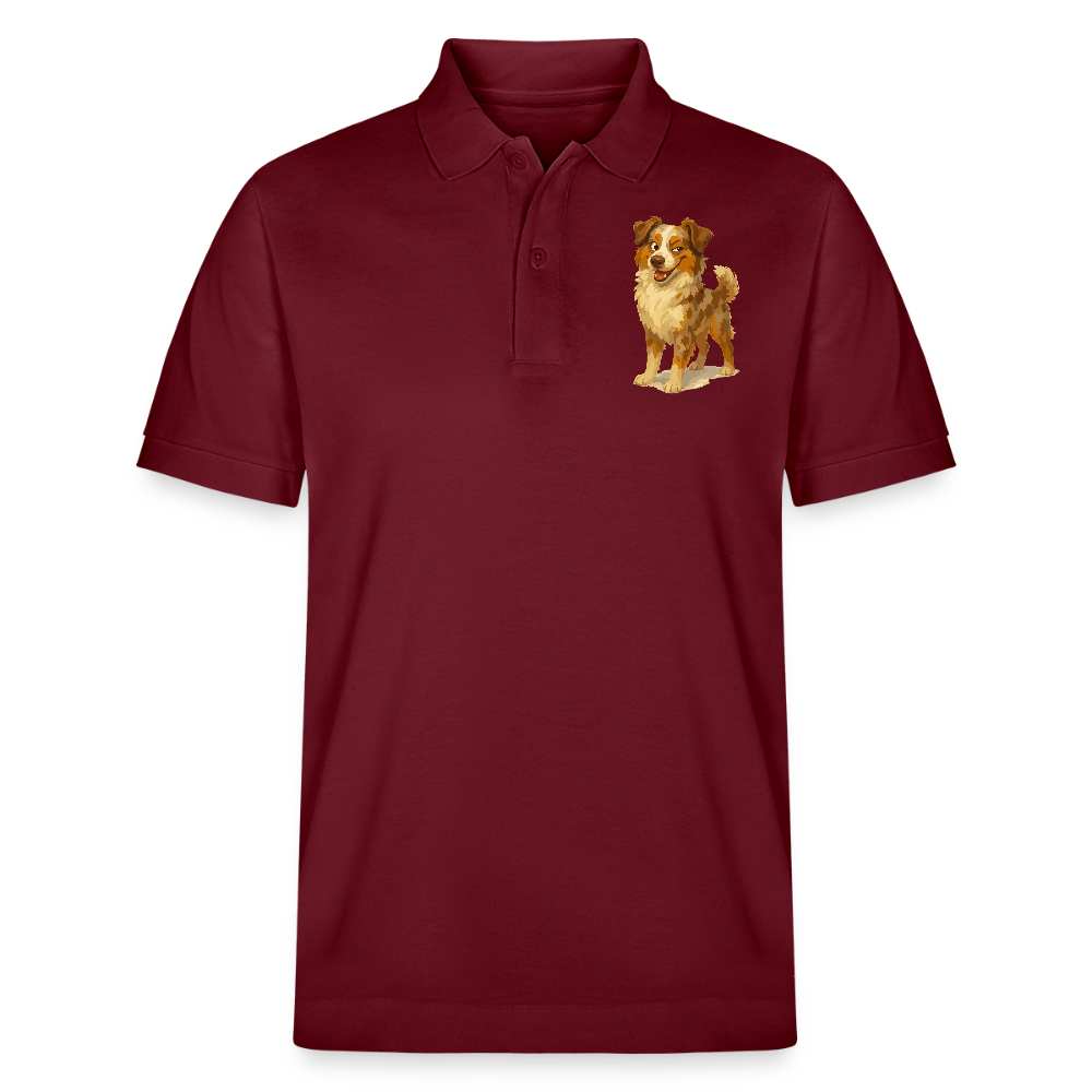 Australian Shepherd Poloshirt Frecher Cartoon mit verschmitztem Grinsen – Humorvolles Hunde Motiv für Tierfreunde und Geschenkideen - Burgunderrot