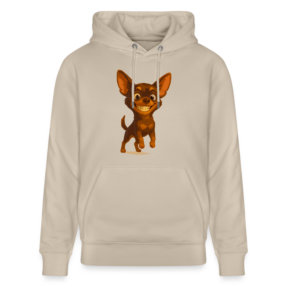 Grinsender Chihuahua Hoodie Cartoon Hund – witziges Tiermotiv mit großem Lächeln, Geschenkidee für Hundefans und Tierfreunde - Beige
