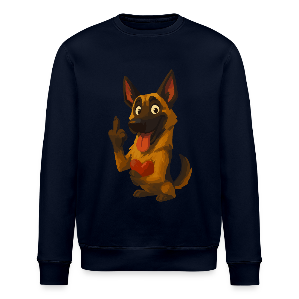 Frecher Malinois Sweatshirt mit Herz – witziges und provokantes Hunde Cartoon Motiv für Hundeliebhaber mit Sinn für Humor - Navy