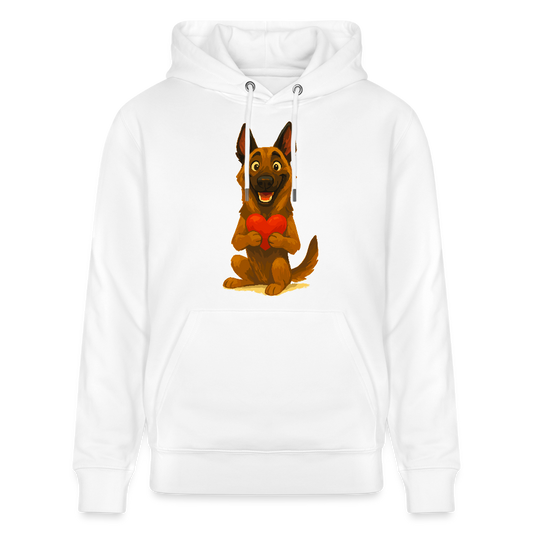 Malinois Hoodie mit Herz Cartoon – liebevoller Belgischer Schäferhund als Hunde Motiv für Hundeliebhaber und Geschenkideen - Weiß