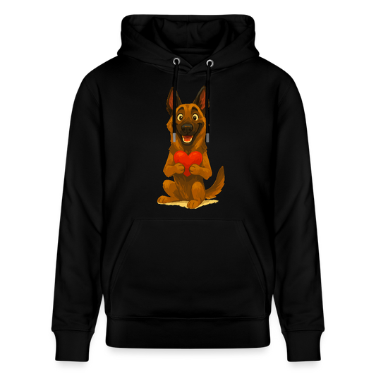 Malinois Hoodie mit Herz Cartoon – liebevoller Belgischer Schäferhund als Hunde Motiv für Hundeliebhaber und Geschenkideen - Schwarz