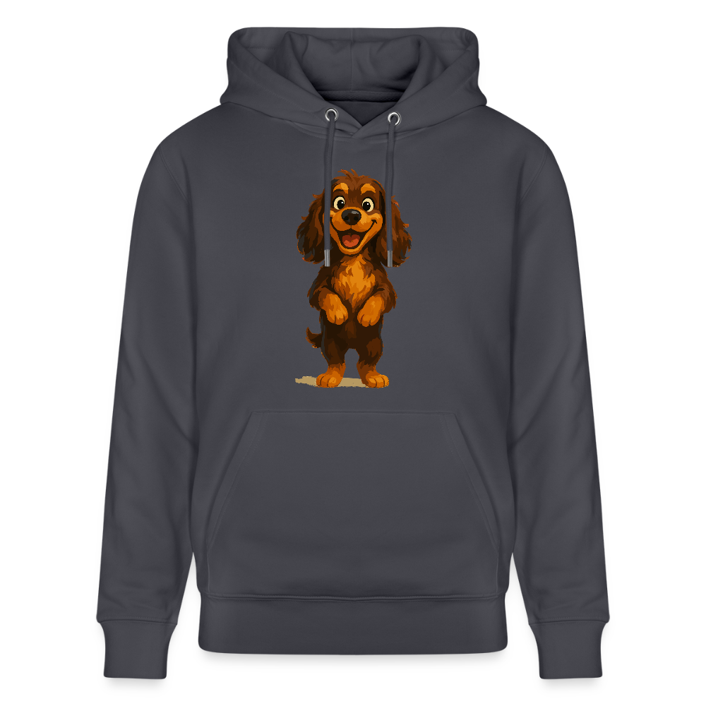 Cocker Spaniel Hoodie breit grinsend – Lustiger Cartoon Hund, fröhliches Motiv für Hundeliebhaber und Tierfreunde - Indigoblau