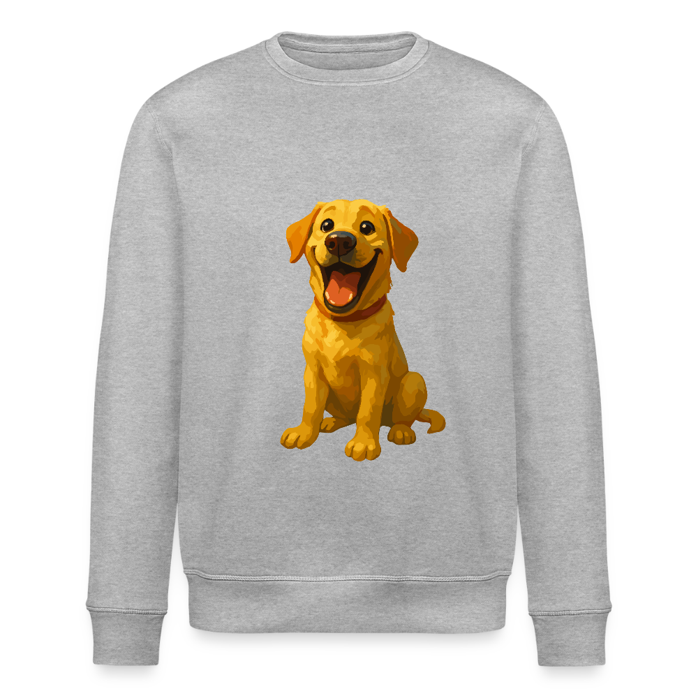 Labrador Sweatshirt – Lachender Cartoon Hund | Lustiges Geschenk für Hundebesitzer, Labrador-Fans und Hundefreunde - Grau meliert