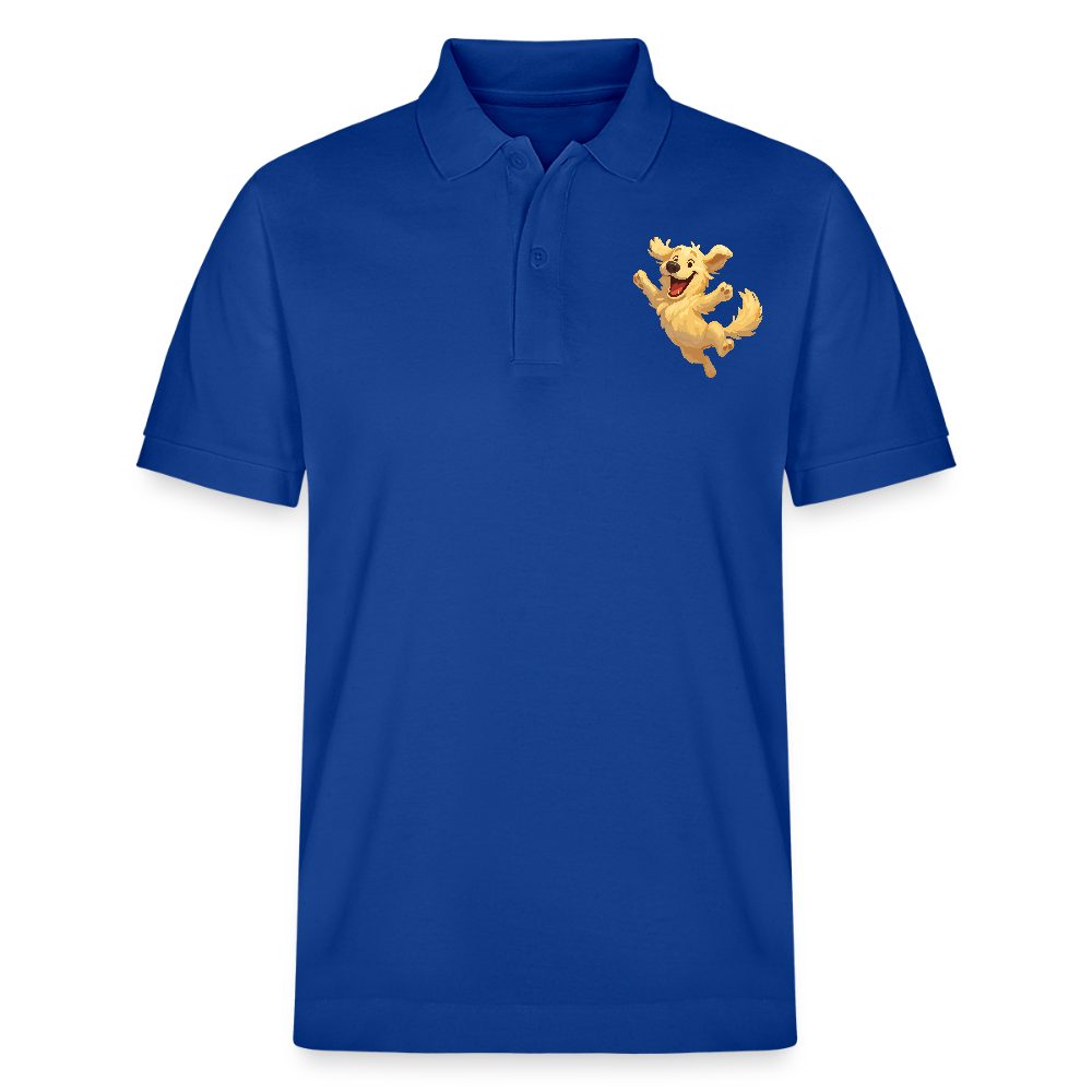 Golden Retriever Poloshirt Springender Cartoon – fröhliches Hundemotiv, perfektes Geschenk für Hundeliebhaber und Tierfreunde - Dunkelblau