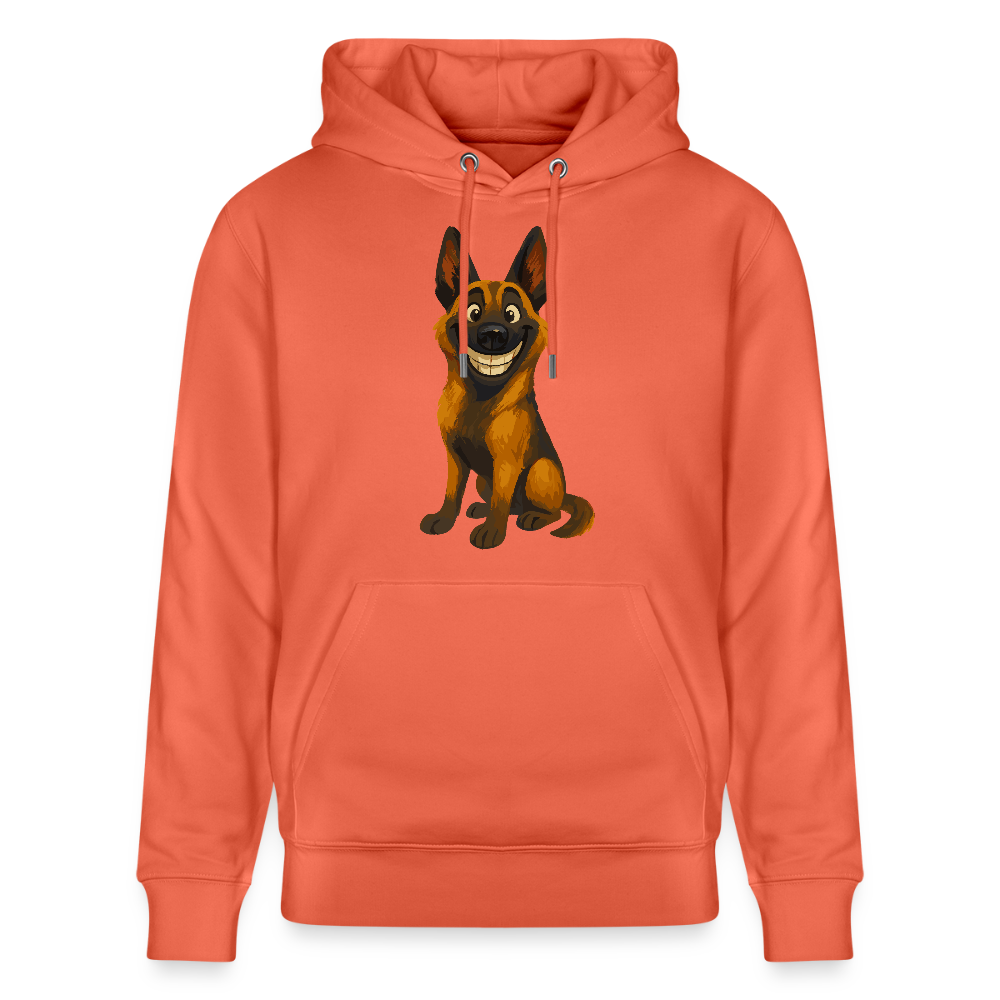 Malinois Hoodie Grinsender Cartoon – lustiger Belgischer Schäferhund im gemalten Stil als humorvolles Hunde Motiv für Hundeliebhaber - Hellrot