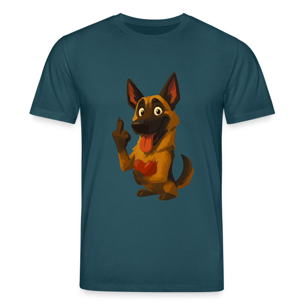 Frecher Malinois T-Shirt mit Herz – witziges und provokantes Hunde Cartoon Motiv für Hundeliebhaber mit Sinn für Humor - Dunkles Petrol