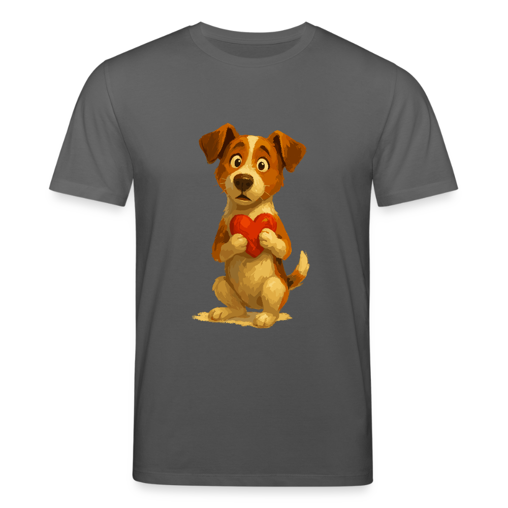Jack Russell Terrier T-Shirt mit Herz – süßes Cartoon Motiv, liebevoller Hund, Geschenkidee für Valentinstag und Hundeliebhaber - Anthrazit