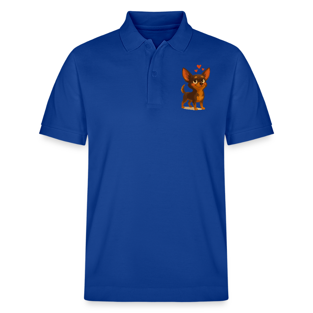 Verliebter Chihuahua Poloshirt Cartoon Hund mit Herzen – süßes romantisches Tiermotiv, Geschenkidee für Valentinstag und Hundefans - Dunkelblau