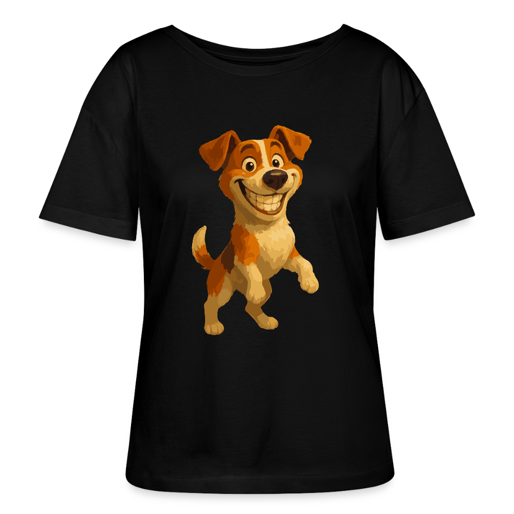 Jack Russell Terrier Shirt breit grinsend – süßer Cartoon Hund, lustiges Motiv für Hundeliebhaber & Geschenkidee für Tierfreunde - Schwarz