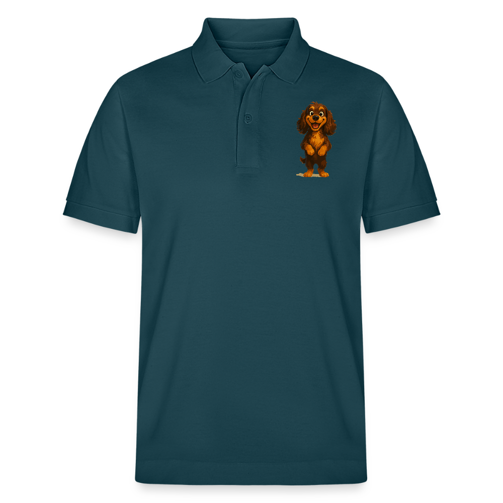 Cocker Spaniel Poloshirt breit grinsend – Lustiger Cartoon Hund, fröhliches Motiv für Hundeliebhaber und Tierfreunde - Dunkles Petrol