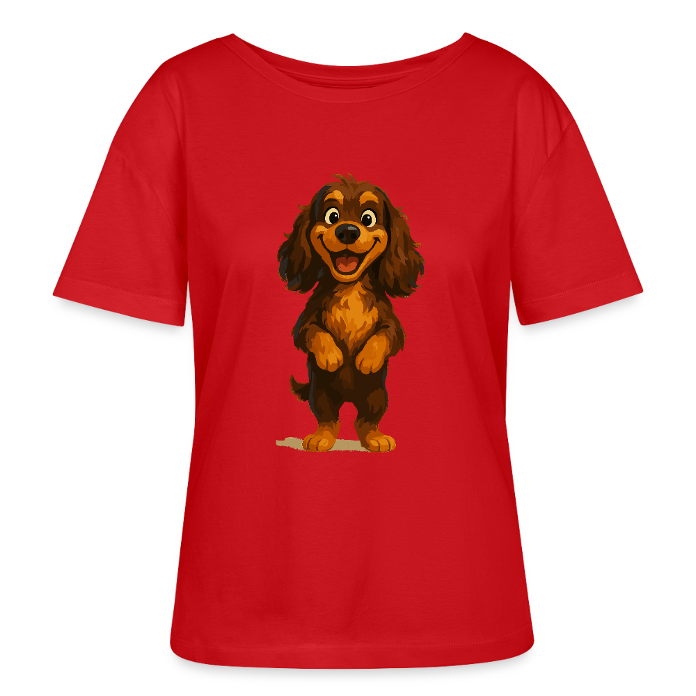 Cocker Spaniel Shirt breit grinsend – Lustiger Cartoon Hund, fröhliches Motiv für Hundeliebhaber und Tierfreunde - Rot