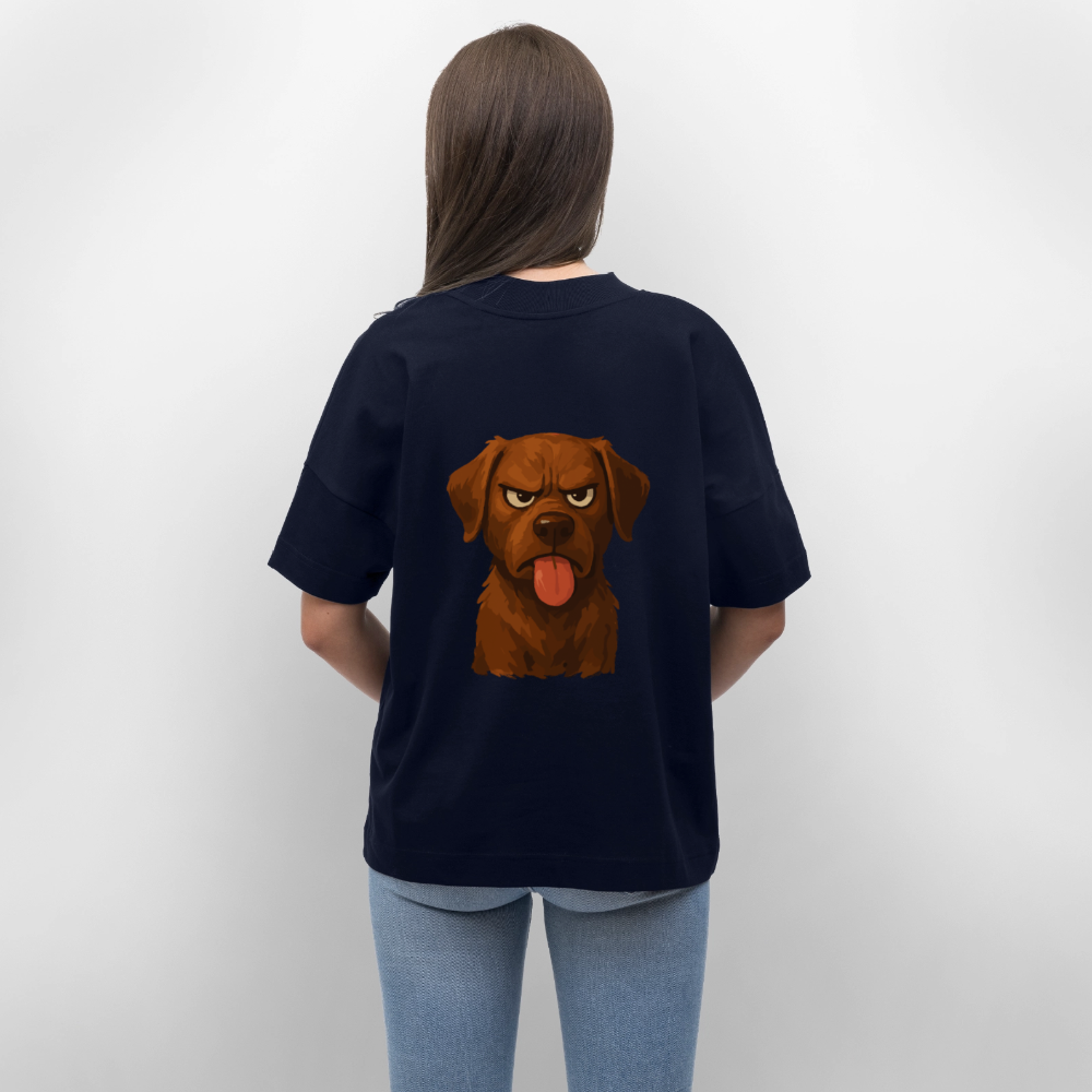 Labrador Oversized – Frecher Cartoon Hund mit Zunge | Lustiges Geschenk für Hundefans und Hundebesitzer - Navy