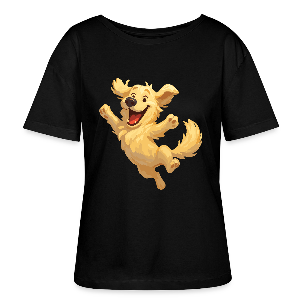 Golden Retriever Shirt Springender Cartoon – fröhliches Hundemotiv, perfektes Geschenk für Hundeliebhaber und Tierfreunde - Schwarz