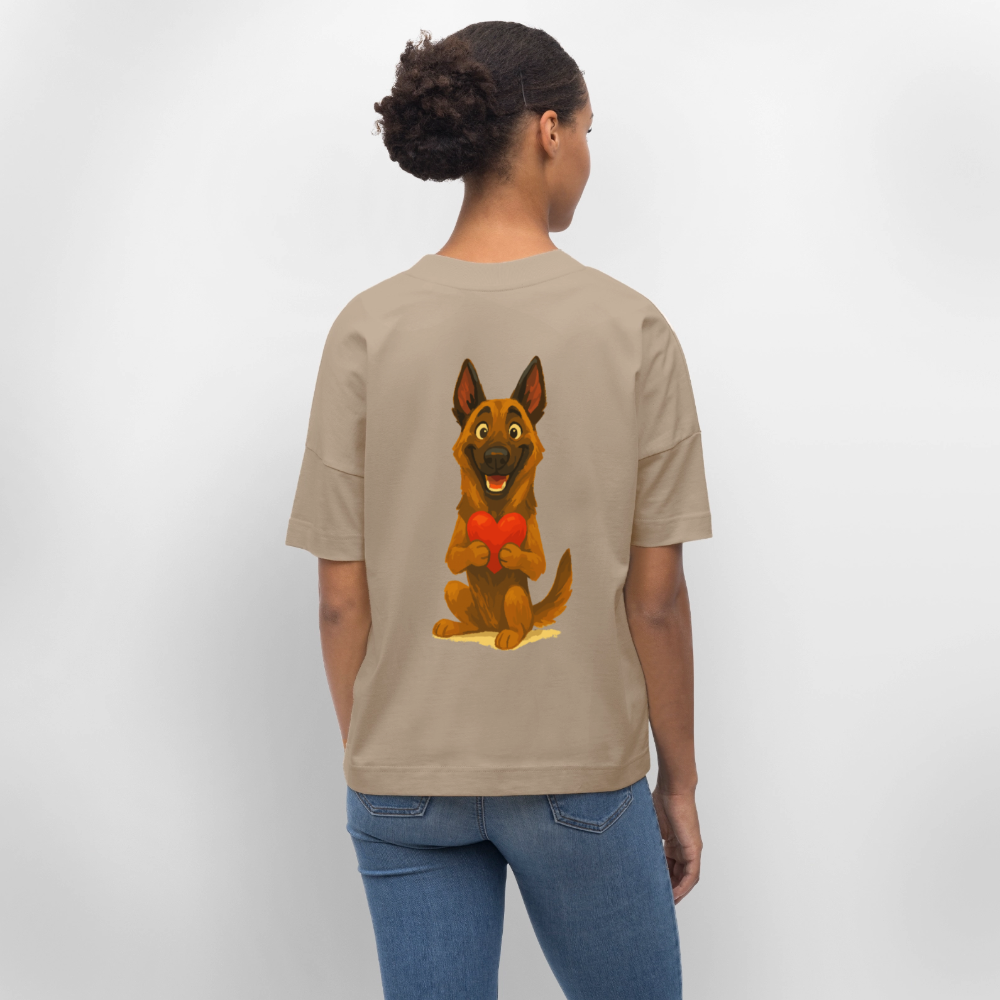 Malinois Oversized mit Herz Cartoon – liebevoller Belgischer Schäferhund als Hunde Motiv für Hundeliebhaber und Geschenkideen - Steingrau
