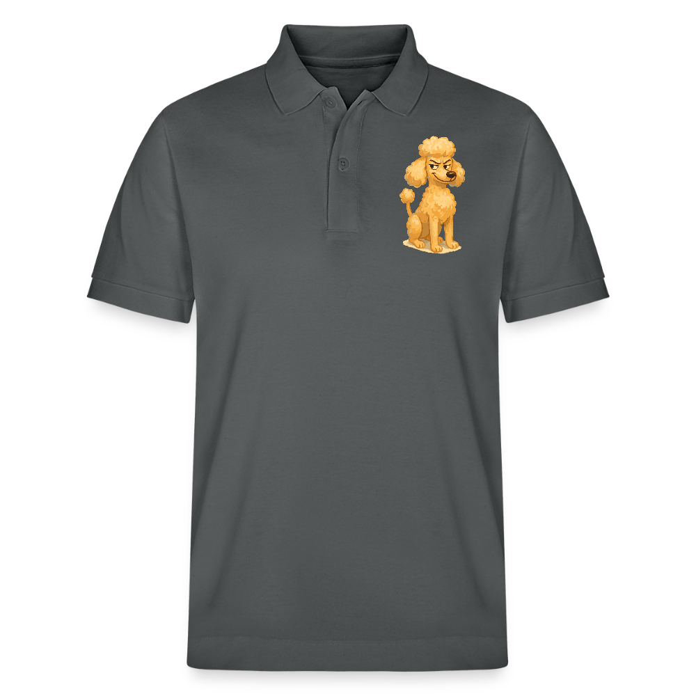 Frecher Pudel Poloshirt Cartoon im Malstil – Humorvolles Hundemotiv für Tierfreunde und Geschenkidee für Hundeliebhaber - Anthrazit