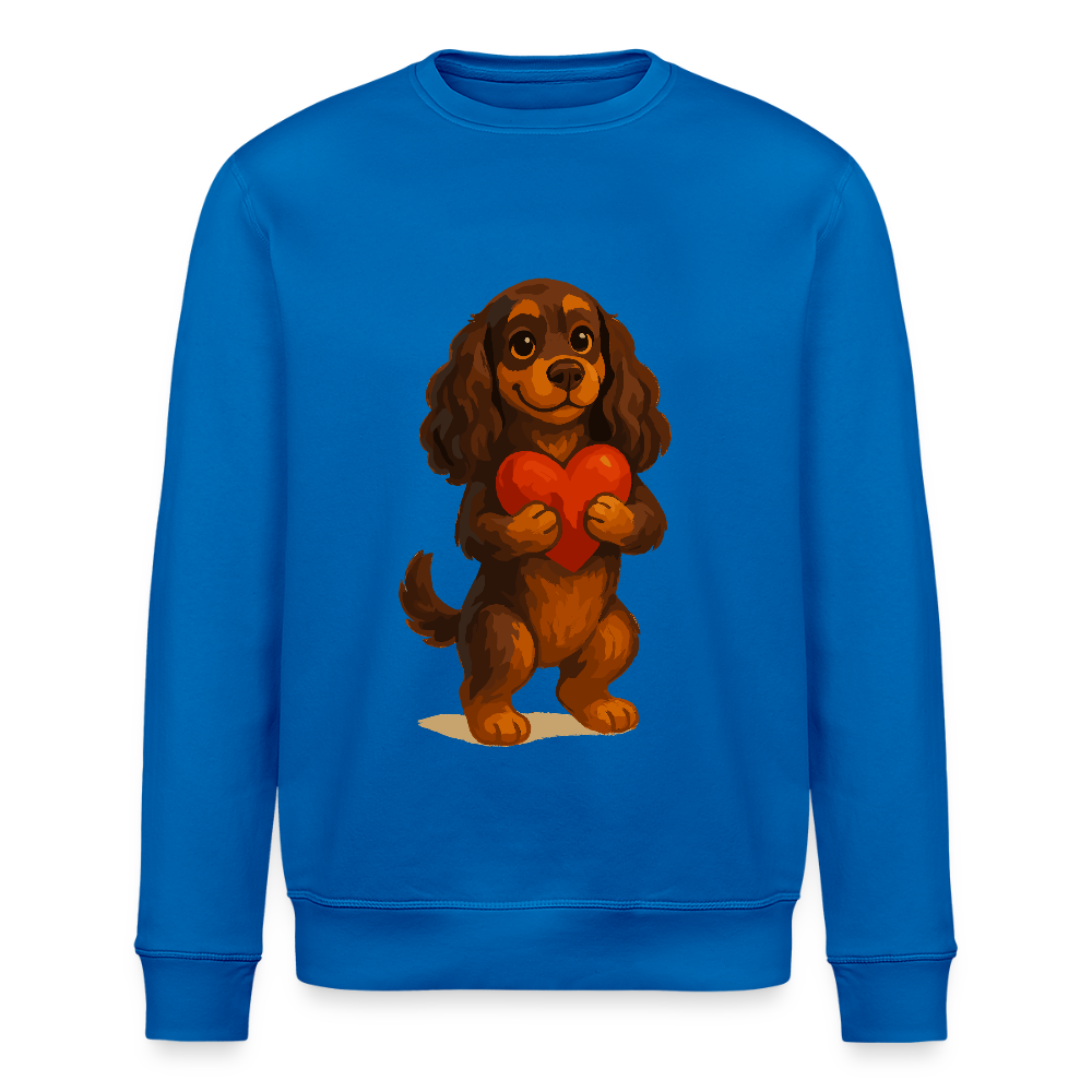 Cocker Spaniel Sweatshirt mit Herz – Süßer Cartoon Hund, perfektes Motiv für Valentinstag und Hundeliebhaber - Königsblau
