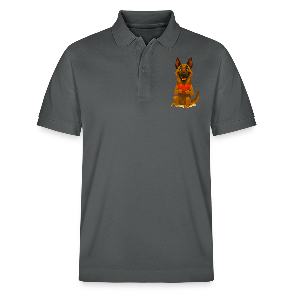 Malinois Poloshirt mit Herz Cartoon – liebevoller Belgischer Schäferhund als Hunde Motiv für Hundeliebhaber und Geschenkideen - Anthrazit