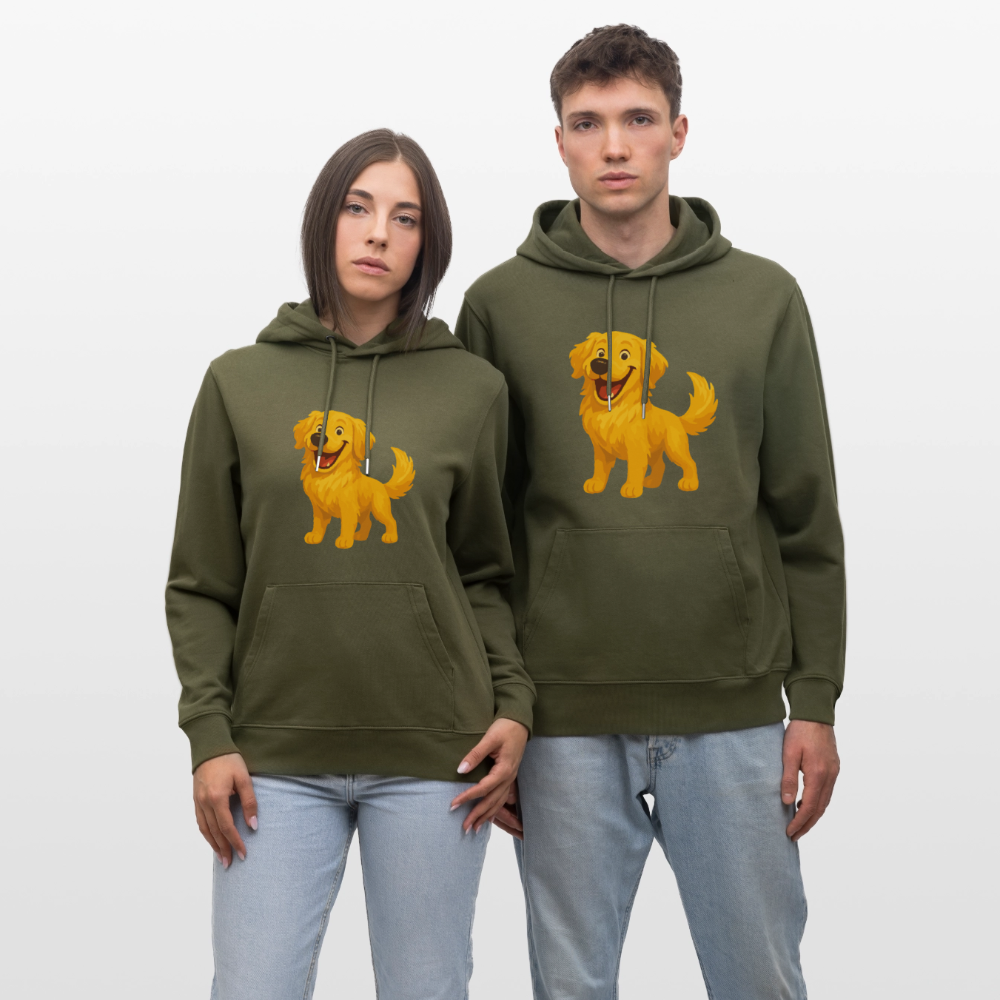 Golden Retriever Hoodie Fröhlicher Cartoon – lachendes Hundemotiv, süßes Geschenk für Hundeliebhaber und Tierfreunde - Khaki Grün