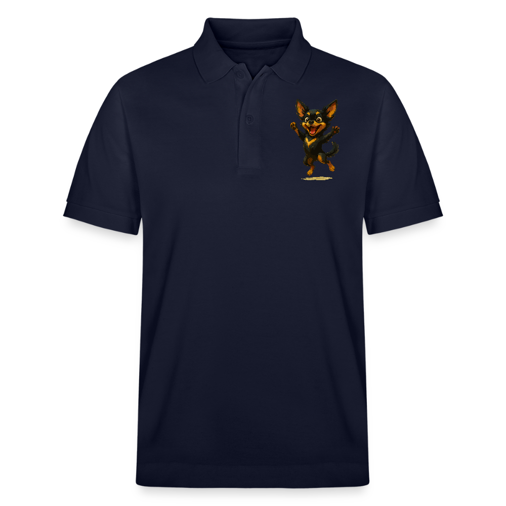 Fröhlicher Chihuahua Cartoon Hund – hüpfendes Tiermotiv voller Lebensfreude, witzige Geschenkidee für Hundefans und Tierfreunde - Navy