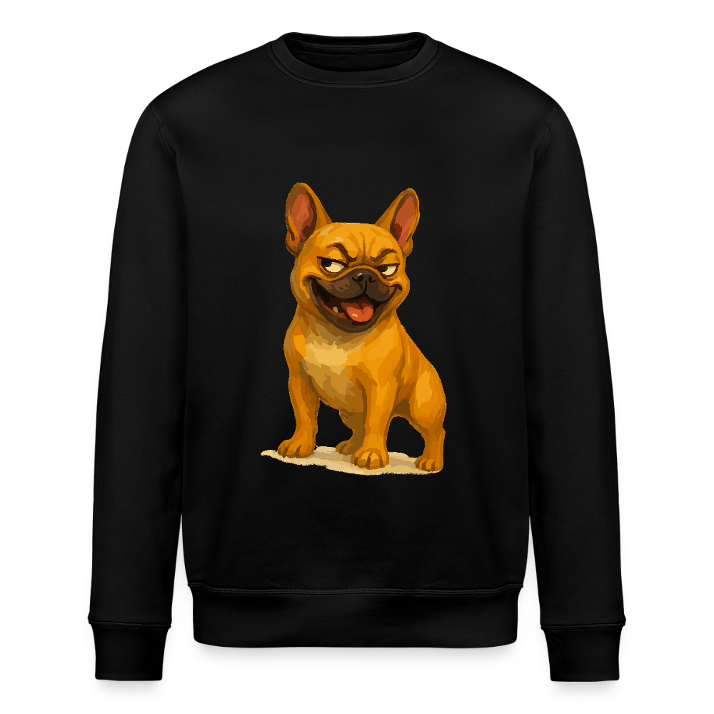 Französische Bulldogge Sweatshirt - Frecher Cartoon mit verschmitztem Grinsen – Humorvolles Hunde Motiv für Tierfreunde und Geschenkideen - Schwarz