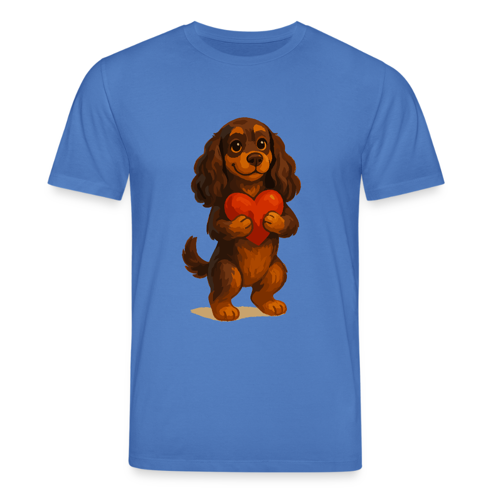 Cocker Spaniel T-Shirt mit Herz – Süßer Cartoon Hund, perfektes Motiv für Valentinstag und Hundeliebhaber - Achtsames Blau