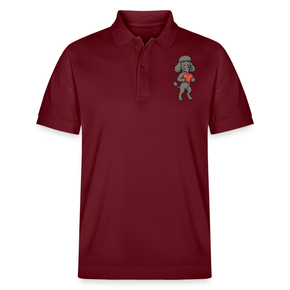 Pudel Poloshirt mit Herz Cartoon – Liebevolles Hunde Motiv für Valentinstag, Geschenke und Hundeliebhaber - Burgunderrot