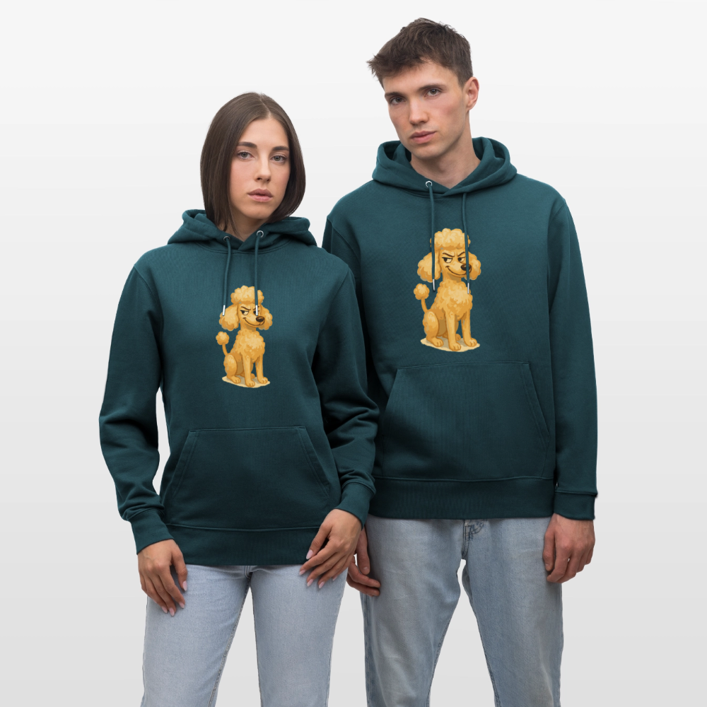 Frecher Pudel Hoodie Cartoon im Malstil – Humorvolles Hundemotiv für Tierfreunde und Geschenkidee für Hundeliebhaber - Dunkles Petrol