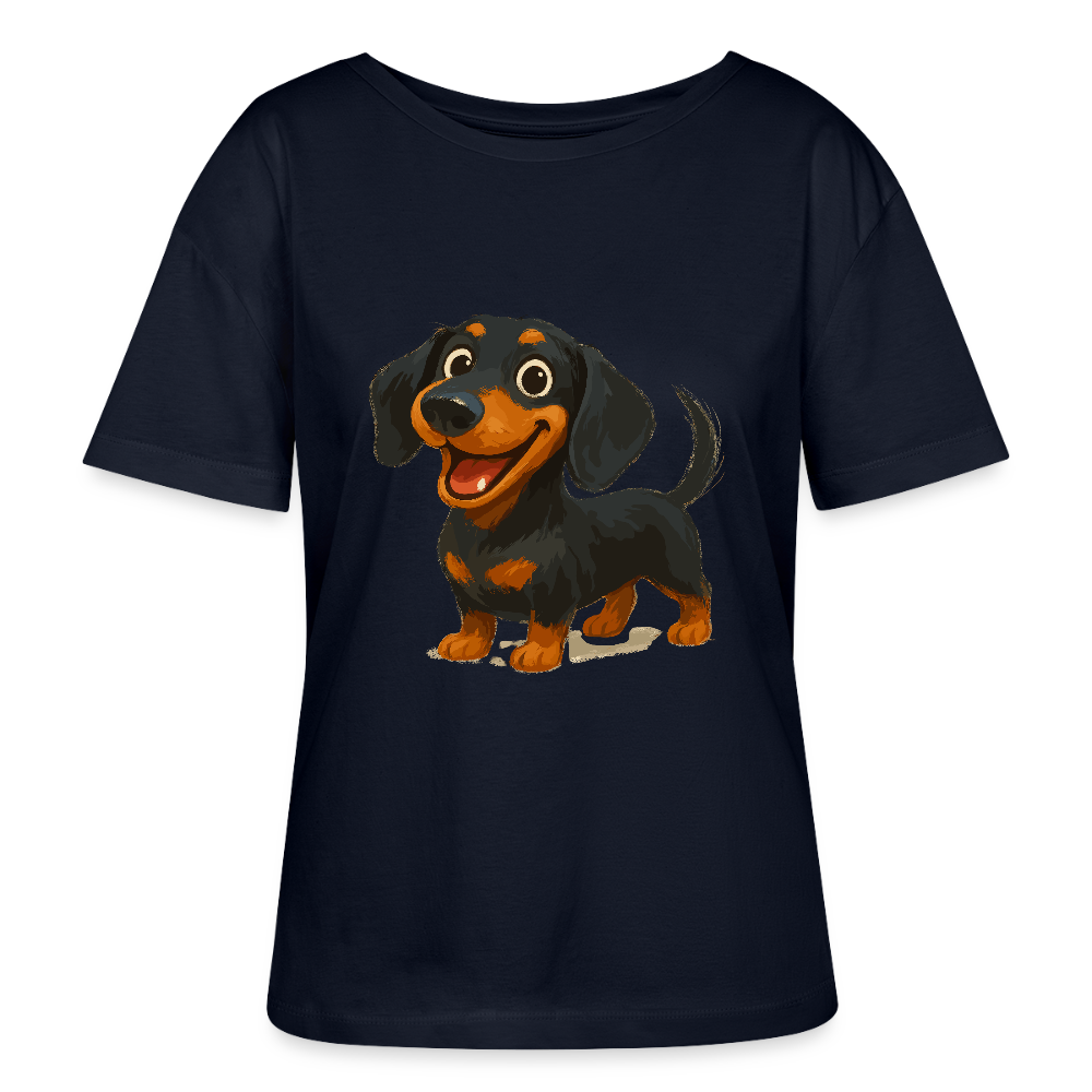 Dackel Shirt – Fröhlicher Cartoon Dachshund | Niedlicher Hund Pullover Geschenk für Hundefans - Navy